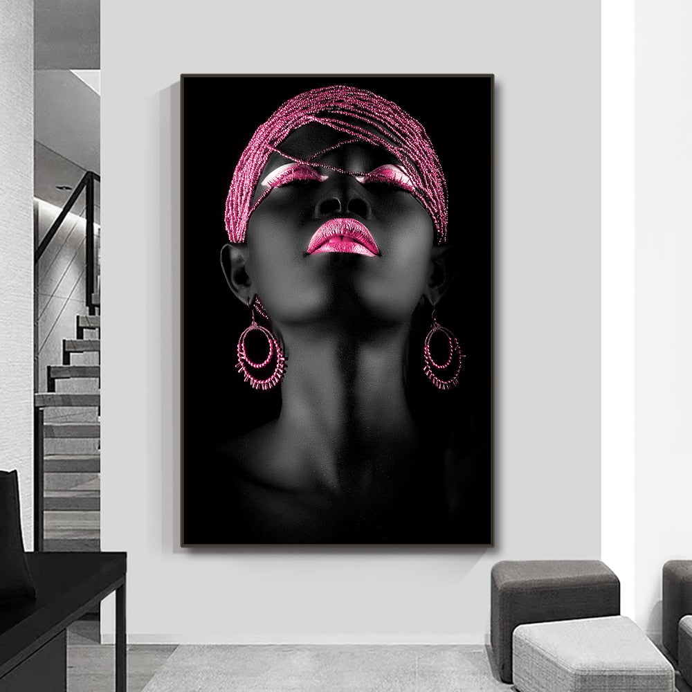African Woman Wall Art Canvas. Living Room Abstract Photo Art Canvas. Black Beauty Designer Art. Modern Home Decor Art. WickedYo.